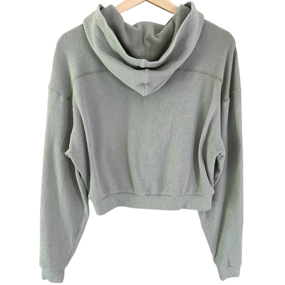 SKIMS Waffle Zip Up Cropped Jacket in Mineral Sage Green Size Large - Picture 9 of 11